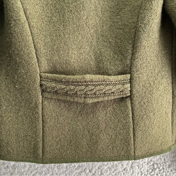 Vtg Fritz Litzlfelder Olive Green 100% Wool Women’s Jacket Sz 8 Braided Back - Picture 9 of 11